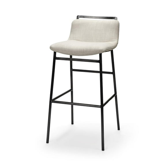 Kavalan 37.5" Total Height Beige Fabric Seat Gray Metal Frame Bar Stool