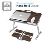 Right & Left Handed Design Portable Laptop Table with Handle, Height & Angle Adjustable, Sit and Stand Desk Black Teak