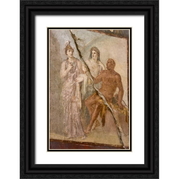 Kaveney, Wendy 11x14 Black Ornate Wood Framed with Double Matting Museum Art Print Titled - Italy, Campania Fresco in the Hall of Augustals