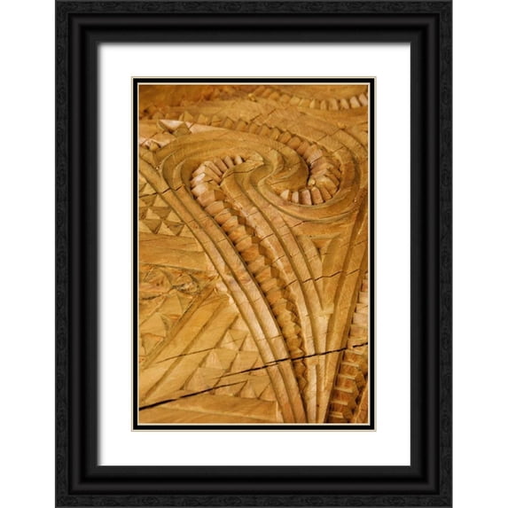 Kaveney, Wendy 11x14 Black Ornate Wood Framed with Double Matting Museum Art Print Titled - New Zealand, Rotorua Maori wood carving patterns