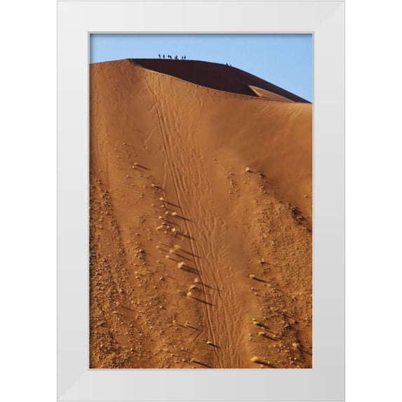 Kaveney, Wendy 11x14 White Modern Wood Framed Museum Art Print Titled - Namibia, Sossusvlei People atop a sand dune