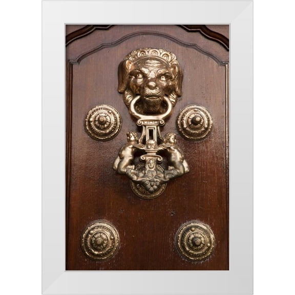 Kaveney, Wendy 11x14 White Modern Wood Framed Museum Art Print Titled - Peru, Lima Door knocker on Basilica Cathedral