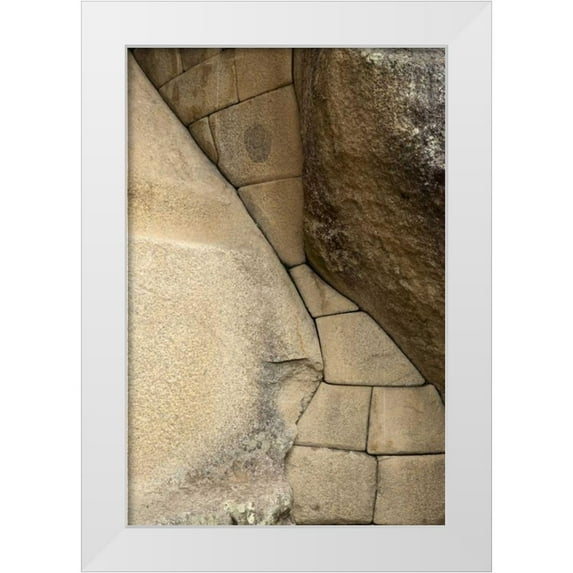 Kaveney, Wendy 11x14 White Modern Wood Framed Museum Art Print Titled - Peru, Machu Picchu Temple of the Sun stonework