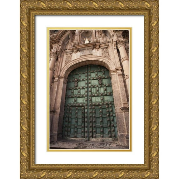Kaveney, Wendy 13x18 Gold Ornate Wood Framed with Double Matting Museum Art Print Titled - Peru, Cuzco The door of a Jesuit church