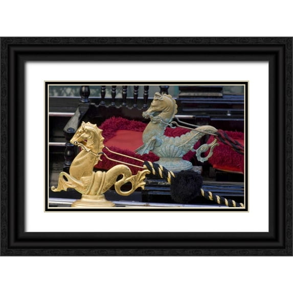 Kaveney, Wendy 14x10 Black Ornate Wood Framed with Double Matting Museum Art Print Titled - Italy, Venice Ornate holders for docking ropes