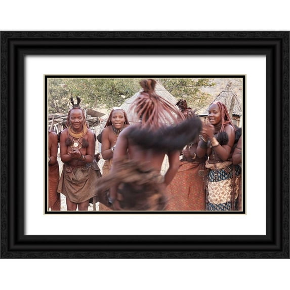 Kaveney, Wendy 14x11 Black Ornate Wood Framed with Double Matting Museum Art Print Titled - Namibia, Opuwo Himba woman during a dance