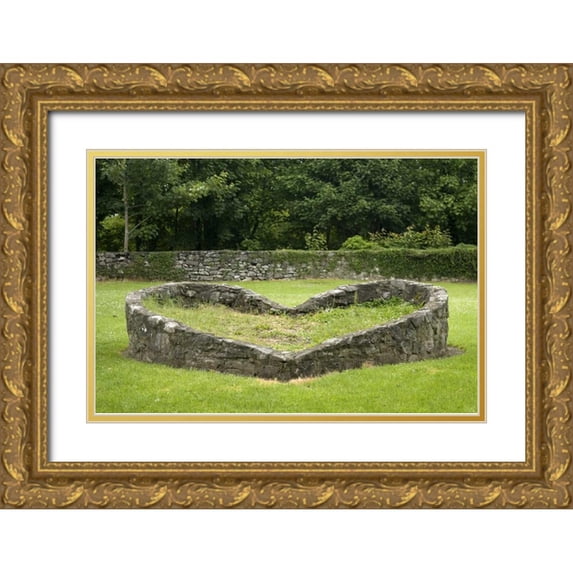 Kaveney, Wendy 14x11 Gold Ornate Wood Framed with Double Matting Museum Art Print Titled - Ireland, Kinvara A heart-shaped stone wall