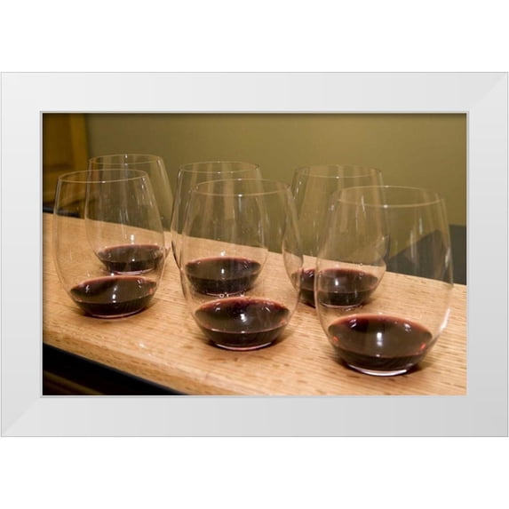 Kaveney, Wendy 14x11 White Modern Wood Framed Museum Art Print Titled - CA, Napa Valley Red wine poured for tasting
