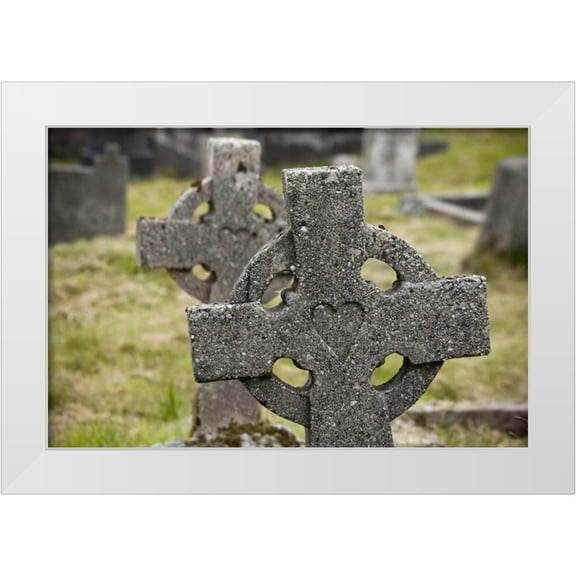 Kaveney, Wendy 14x11 White Modern Wood Framed Museum Art Print Titled - Ireland, Co Mayo, Achill Isl Celtic gravestones