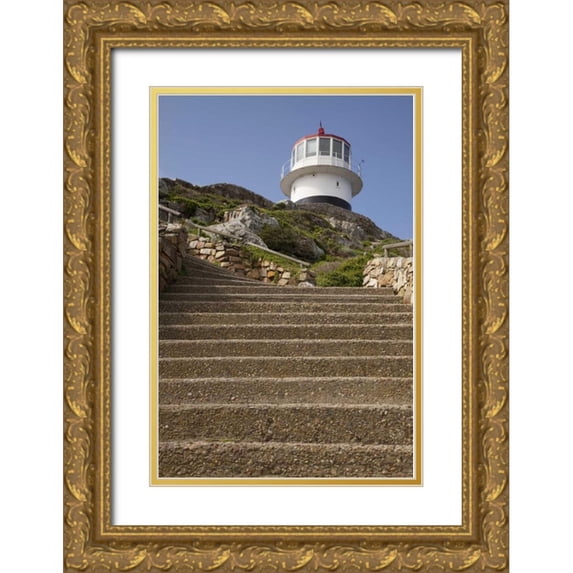 Kaveney, Wendy 17x24 Gold Ornate Wood Framed with Double Matting Museum Art Print Titled - Stairs to a lighthouse, Cape Point, South Africa