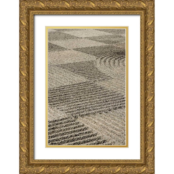 Kaveney, Wendy 17x24 Gold Ornate Wood Framed with Double Matting Museum Art Print Titled - USA, Oregon, Portland Zen patterns in sand