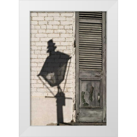 Kaveney, Wendy 17x24 White Modern Wood Framed Museum Art Print Titled - Louisiana, New Orleans Street lamps shadow