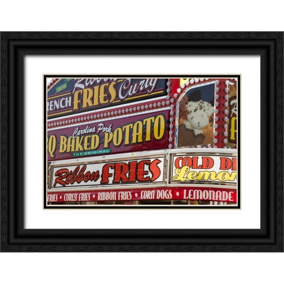Kaveney, Wendy 18x13 Black Ornate Wood Framed with Double Matting Museum Art Print Titled - Indiana, Indianapolis Food vendor signs