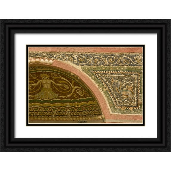 Kaveney, Wendy 18x13 Black Ornate Wood Framed with Double Matting Museum Art Print Titled - Italy, Pompeii Mosaic with inlaid shells