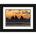 thumbnail image 1 of Kaveney, Wendy 18x13 Black Ornate Wood Framed with Double Matting Museum Art Print Titled - OR, Bandon Sunset silhouette of the sea stacks, 1 of 4