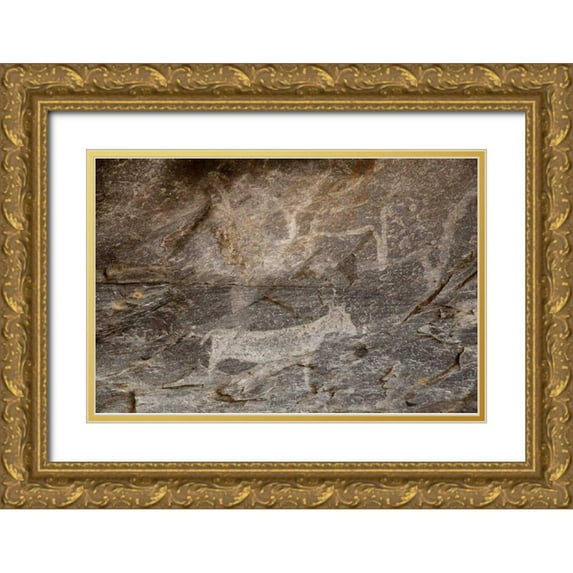 Kaveney, Wendy 18x13 Gold Ornate Wood Framed with Double Matting Museum Art Print Titled - Africa, Botswana, Tsodilo Hills Bushman rock art