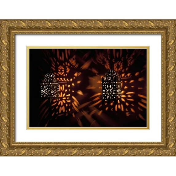 Kaveney, Wendy 18x13 Gold Ornate Wood Framed with Double Matting Museum Art Print Titled - Shadow patterns from lanterns, Etosha NP, Namibia