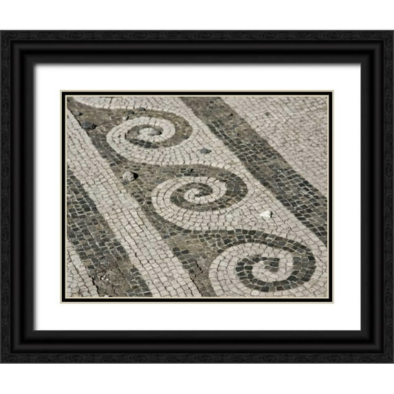Kaveney, Wendy 18x15 Black Ornate Wood Framed with Double Matting Museum Art Print Titled - Italy, Campania, Pompeii Mosaic floor patterns