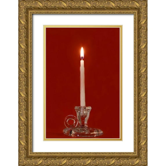 Kaveney, Wendy 23x32 Gold Ornate Wood Framed with Double Matting Museum Art Print Titled - Burning candle in a glass candle holder