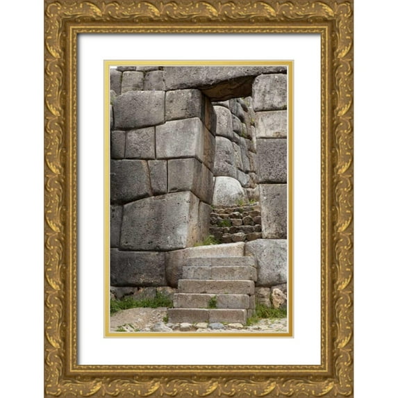 Kaveney, Wendy 23x32 Gold Ornate Wood Framed with Double Matting Museum Art Print Titled - Peru, Cuzco Inca Fort Sacsayhuaman ruins
