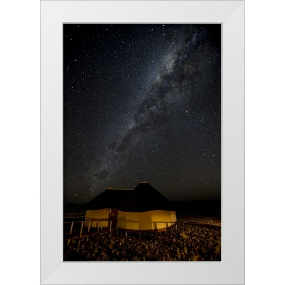 Kaveney, Wendy 23x32 White Modern Wood Framed Museum Art Print Titled - Namibia, Namib-Naukluft Park Hut and Milky Way