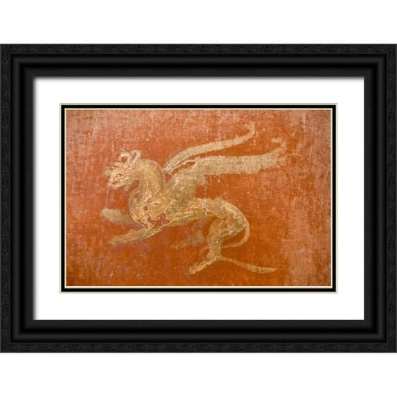 Kaveney, Wendy 24x17 Black Ornate Wood Framed with Double Matting Museum Art Print Titled - Italy, Pompeii Gryphon in Fullery of Stephanus