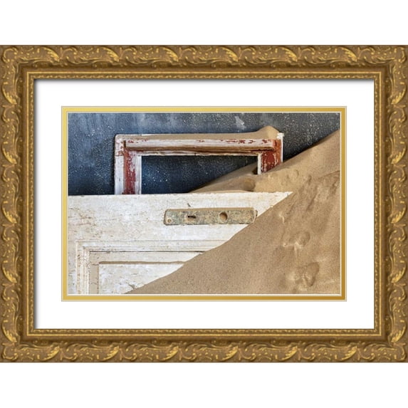 Kaveney, Wendy 24x17 Gold Ornate Wood Framed with Double Matting Museum Art Print Titled - Namibia, Kolmanskop Door and window frame