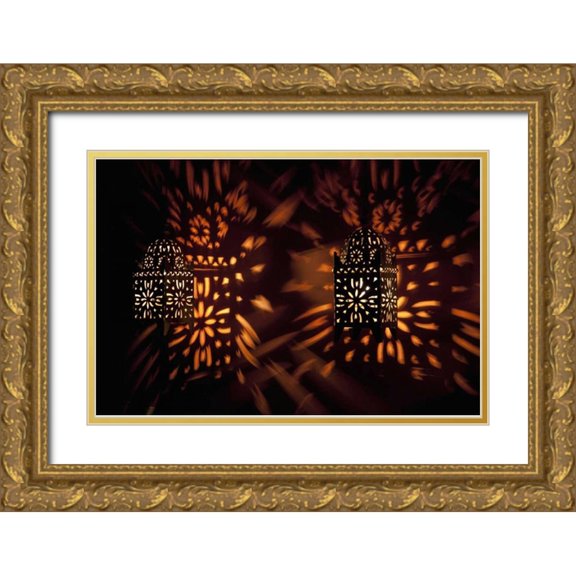 Kaveney, Wendy 24x17 Gold Ornate Wood Framed with Double Matting Museum Art Print Titled - Shadow patterns from lanterns, Etosha NP, Namibia