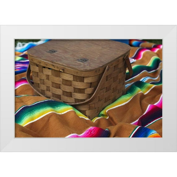 Kaveney, Wendy 24x17 White Modern Wood Framed Museum Art Print Titled - Indiana, Indianapolis Picnic basket and blanket