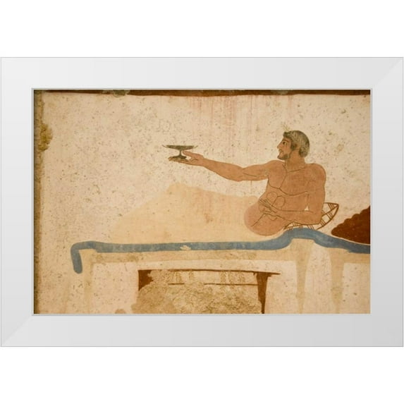 Kaveney, Wendy 24x17 White Modern Wood Framed Museum Art Print Titled - Italy, Paestum Fresco from the Divers Tomb