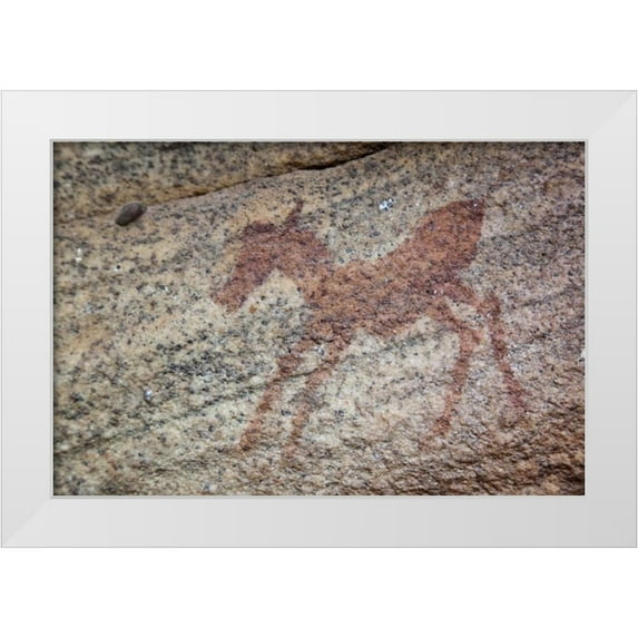 Kaveney, Wendy 24x17 White Modern Wood Framed Museum Art Print Titled - Rock art of zebra, Sevilla Trail, South Africa