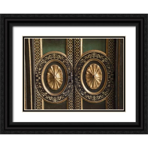 Kaveney, Wendy 24x18 Black Ornate Wood Framed with Double Matting Museum Art Print Titled - Peru, Lima Gold doors in the Basilica Cathedral