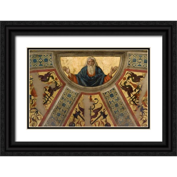 Kaveney, Wendy 32x22 Black Ornate Wood Framed with Double Matting Museum Art Print Titled - Italy, Parma Ceiling of the Parma Cathedral