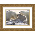thumbnail image 1 of Kaveney, Wendy 32x22 Gold Ornate Wood Framed with Double Matting Museum Art Print Titled - Canada, Churchill Two polar bears share a joke, 1 of 4
