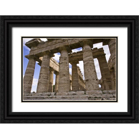 Kaveney, Wendy 32x23 Black Ornate Wood Framed with Double Matting Museum Art Print Titled - Italy, Campania, Paestum Temple of Neptune