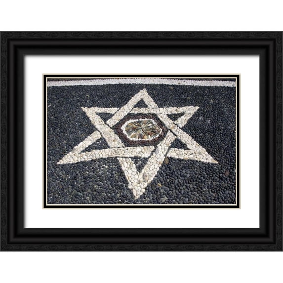 Kaveney, Wendy 32x23 Black Ornate Wood Framed with Double Matting Museum Art Print Titled - Italy, The Church of St James pebble mosaic