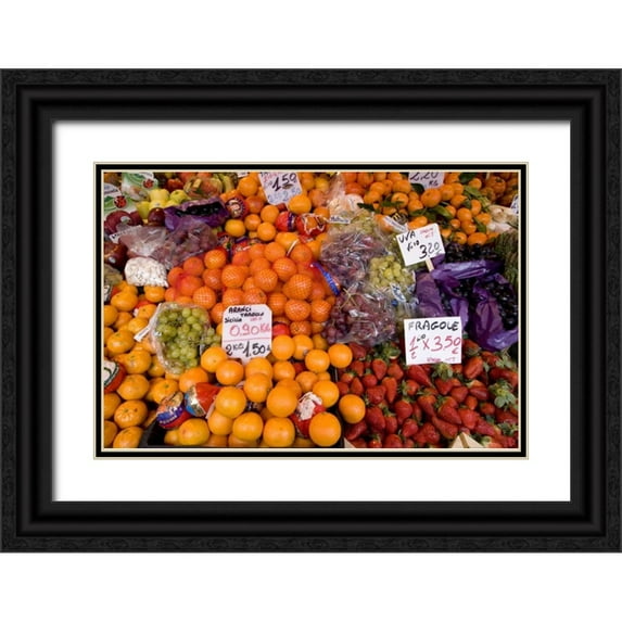 Kaveney, Wendy 32x23 Black Ornate Wood Framed with Double Matting Museum Art Print Titled - Italy, Venice Fresh fruit for sale in a market