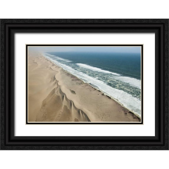 Kaveney, Wendy 32x23 Black Ornate Wood Framed with Double Matting Museum Art Print Titled - Namibia, Skeleton Coast Beach and sea scenic