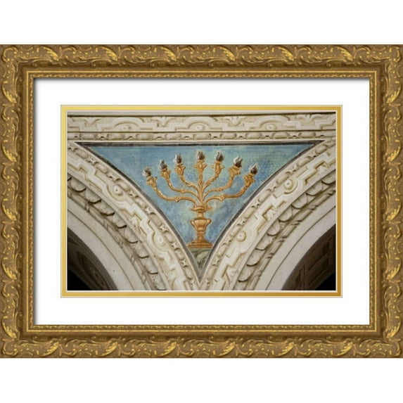 Kaveney, Wendy 32x23 Gold Ornate Wood Framed with Double Matting Museum Art Print Titled - Italy, Ravenna Church of St Apollinare interior