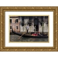 thumbnail image 1 of Kaveney, Wendy 32x23 Gold Ornate Wood Framed with Double Matting Museum Art Print Titled - Italy, Venice A gondolier strikes a pose, 1 of 4