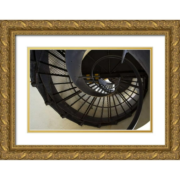 Kaveney, Wendy 32x23 Gold Ornate Wood Framed with Double Matting Museum Art Print Titled - OR, Bandon Stairs in Coquille River Lighthouse