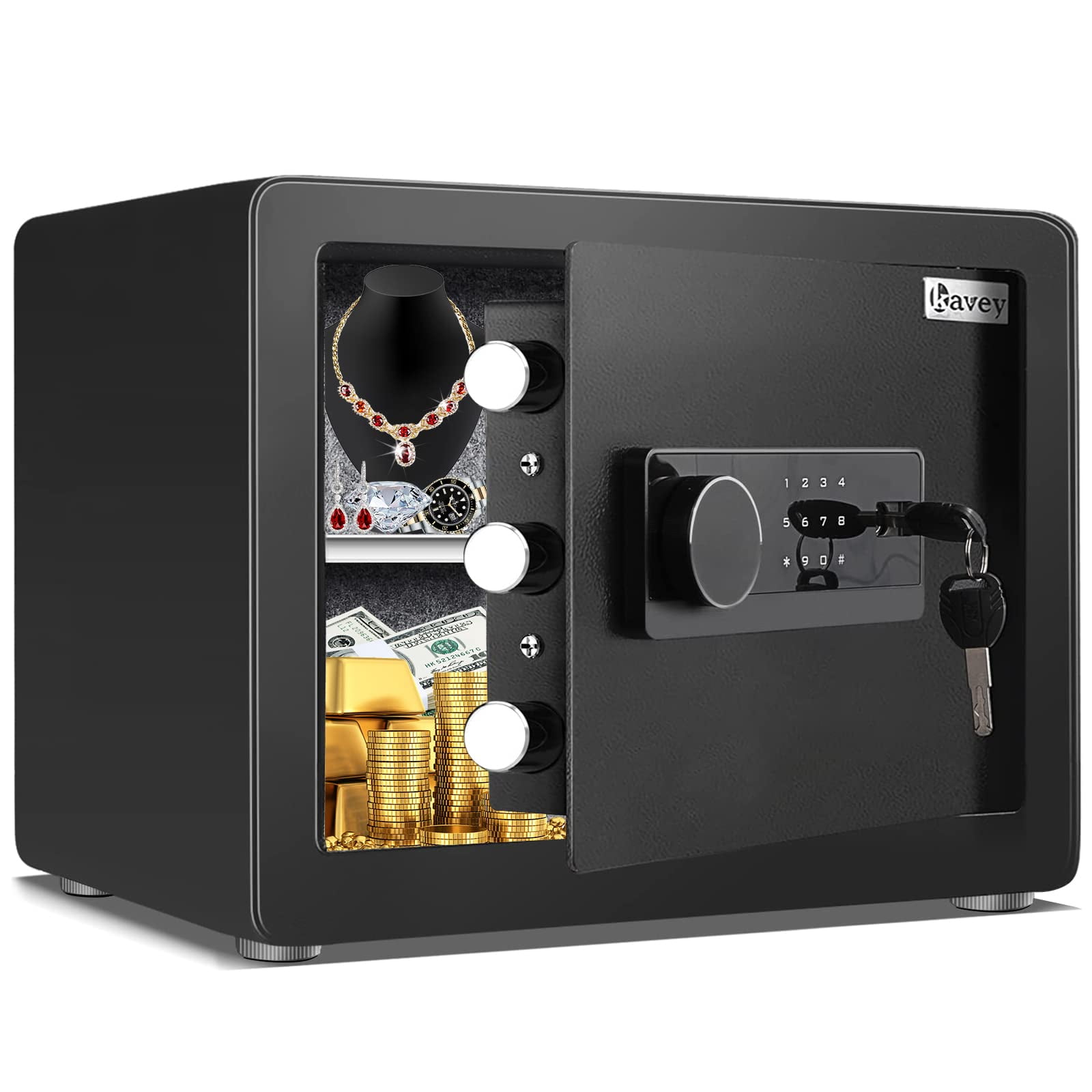 Kavey 0.8 Cub Safe Box, Fireproof Safe with Backlit Touch Screen Keypad