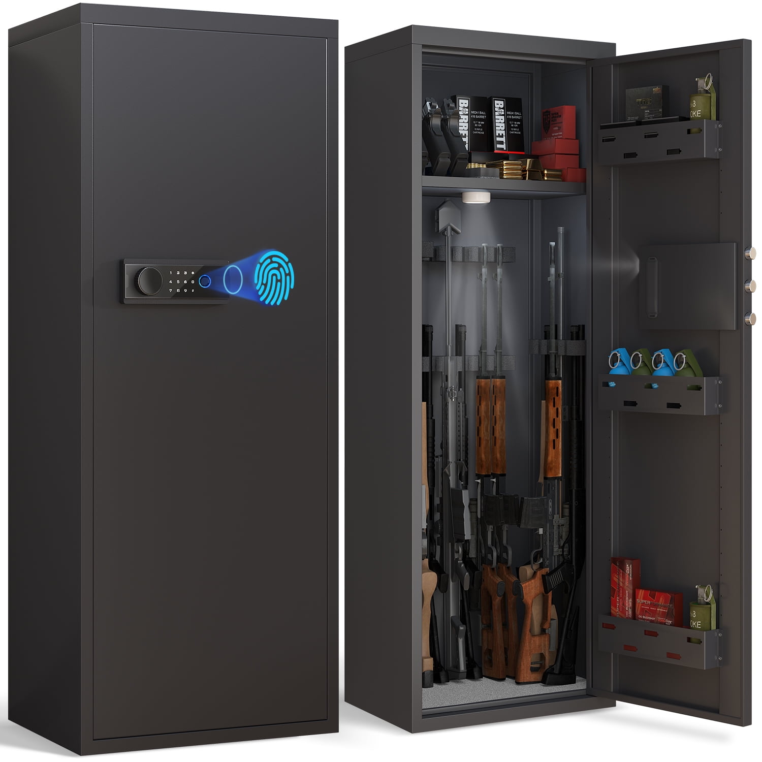 Kavey 1012 Biometric Gun Safe for Shotguns and Pistols, Large