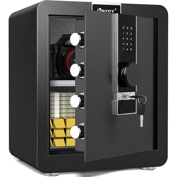 Kavey 2.0 Cub Safe Box, Home Safe with Hidden Compartment and Dual Warning Alarm, Money Safe with LCD Touch Screen and Mute Mode, Safe for Money Documents Valuables