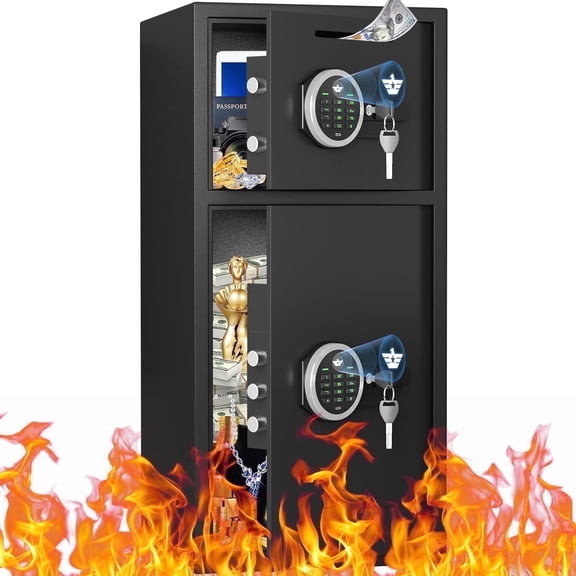 Kavey 6.5 Cu ft Extra Large Home Safe Box Fireproof, Digital Security Safe Box with Deposit Slot & Metal Storage Box, Soft Lining Money Safe with Backlit Keypad & Dual Alarm Office