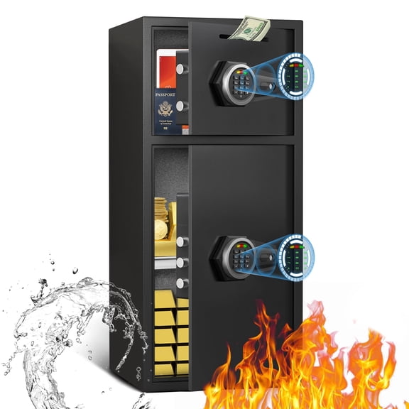 Kavey 6.5 Cu ft Extra Large Home Safe Box Fireproof, Digital Security Safe Box with Deposit Slot & Metal Storage Box, Soft Lining Money Safe with Backlit Keypad & Dual Alarm Office