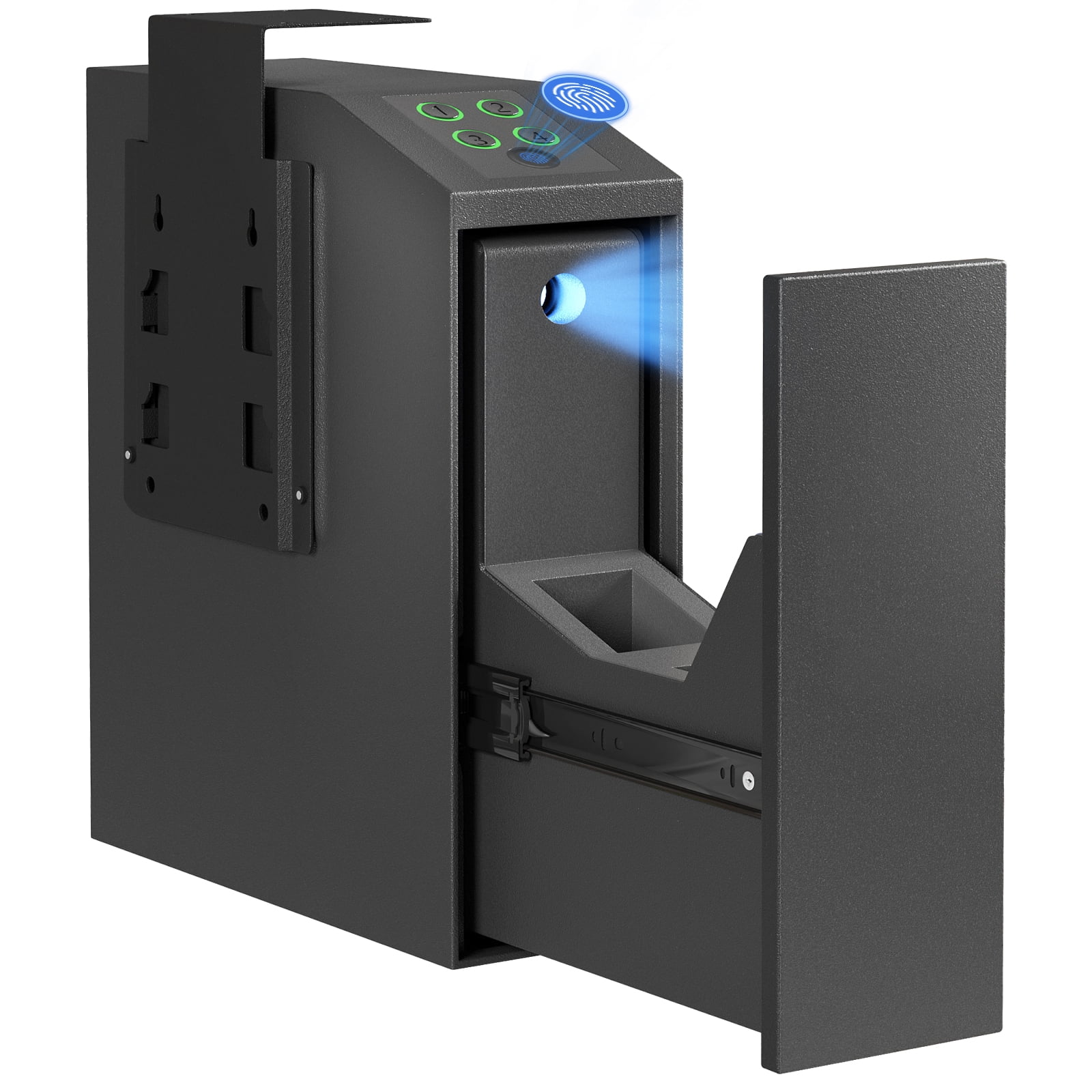 Kavey Biometric Nightstand & Bedside Gun Safe Fingerprint Access, Pin