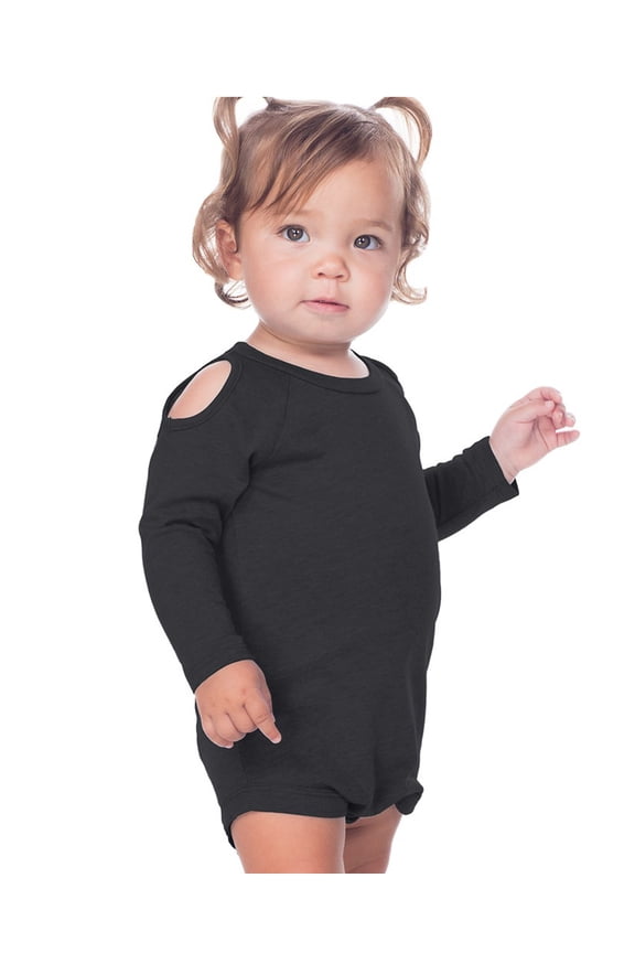 Baby Girl's Sheer Jersey Raglan Long Sleeve Onesie, Blk, 24 M