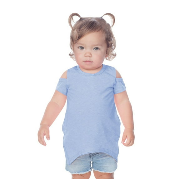 Kavio Baby Girl's Sheer Jersey Scoop Neck Short Sleeves, Azure, 12 M