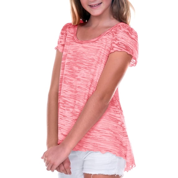 Kavio Big Girls 7-16 Burnout High Low Flutter Sleeve Top - GJB0590